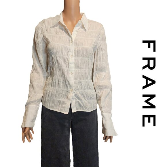 Frame The Smocked Shirt NWOT White Med - Picture 1 of 11